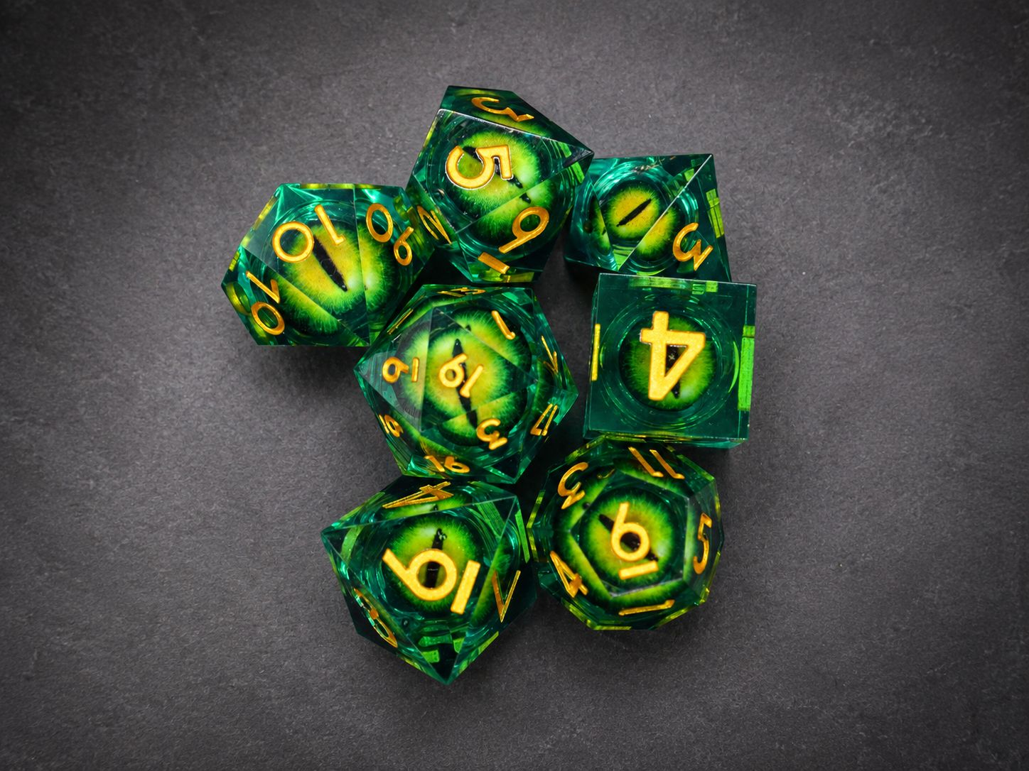 Set de Dés Œil de Dragon — Vert Émeraude