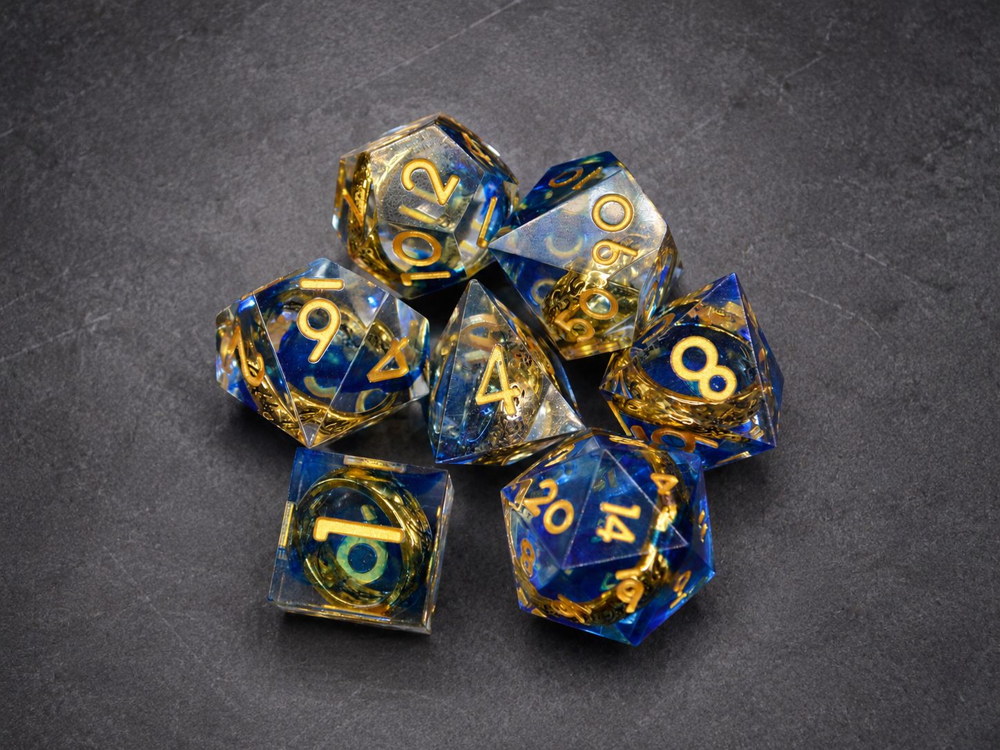 Set de Dés Gondor — Résine Bleue & transparente