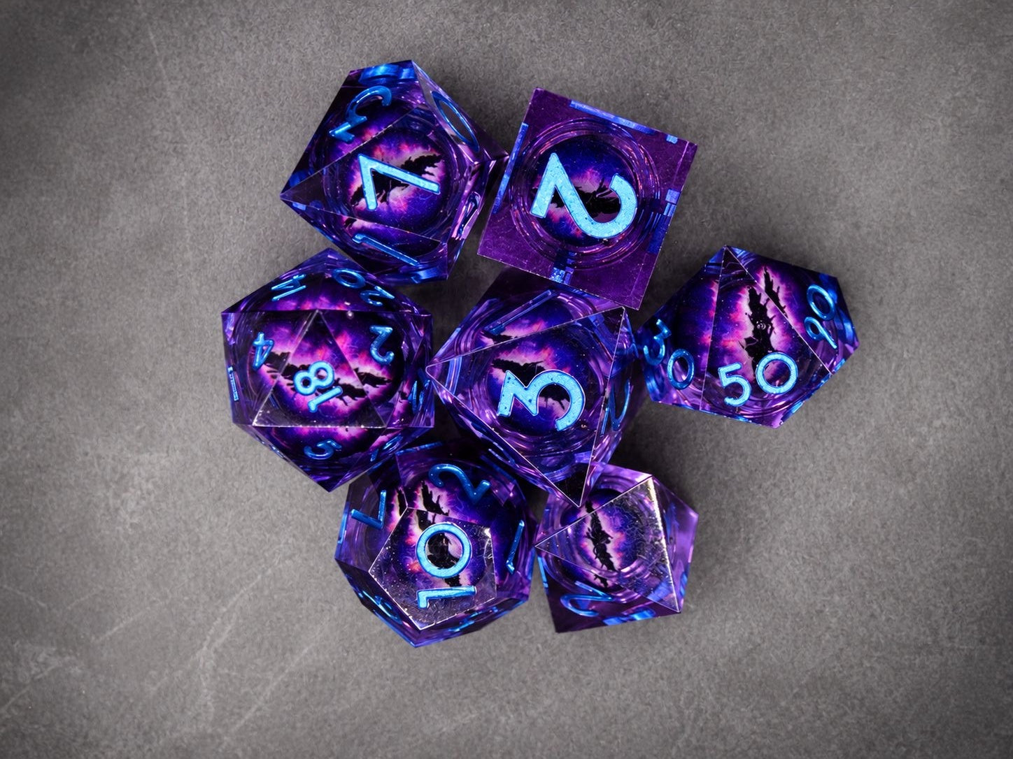 Set de Dés Œil de Dragon — Violet améthyste